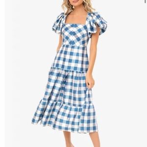 Hunter Bell NYC blue Cassidy gingham dress EUC